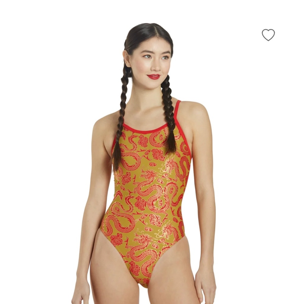 Sporti Swimsuit - Lunar Dragon Foil Thin Strap One Piece Swimsuit